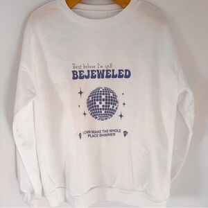White Bejeweled Taylor Swift Sweatshirt